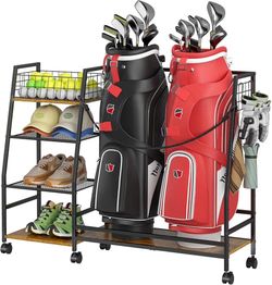 Golf Bag Storage Rack for Garage with Wheels -NEW IN BOX (2112/5)