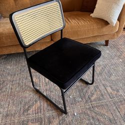 Side Chair Cane Rattan Back Steel Frame