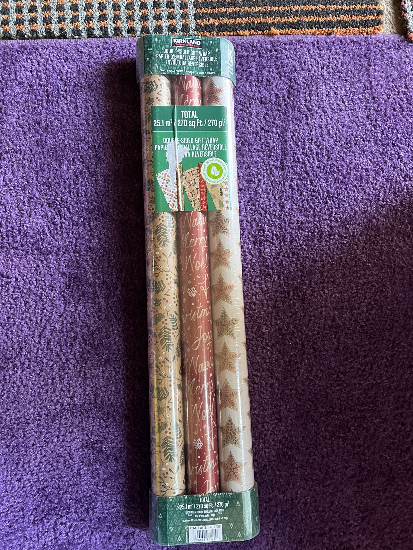 Kirkland Double-Sided Gift Wrap 3 Rolls 270 Sq Ft 
