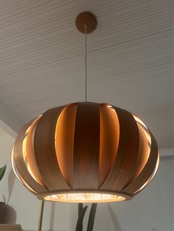 Vintage HENNIG DYES Bentwood Pendant Lamp Light Mid Century Modern MCM Hanging Light