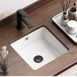 mall Square Undermount Bathroom Sink, QISHKA 13.8" x 13.8" 