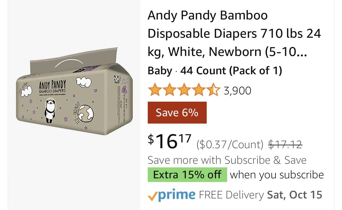1 Pack (44) Andy pandy Newborn Diapers