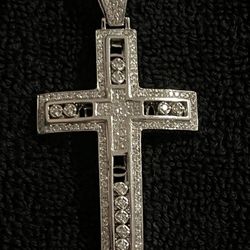 14k White Gold Diamond Cross