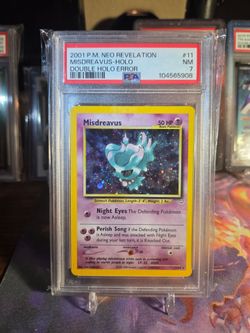 Misdreavus Double Holo Error Neo Revelation PSA 7