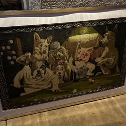 Framed Dogs Playing Pool Picture