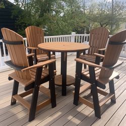 Outdoor Dining Set - Poly wood Bar Height Table And 4 Chairs