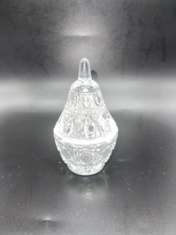 Glass Trinket Box With Lid Pear Shaped 4.5"