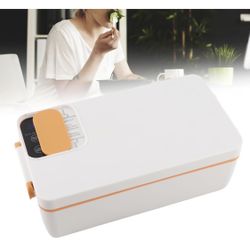 Electric Lunch Box, Portable Food Warmer with 1L Stainless Steel, Heated Lunch Box for Car, Truck, Office, Home (White)