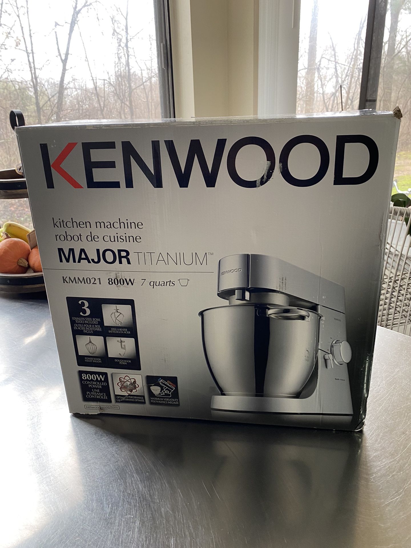 Kenwood Chef Titanium Kitchen Machine model KMM020 Stainless Steel - 7 qt - Kitchen Mixer - 800W Motor & Electronic Variable Speed Control - Include