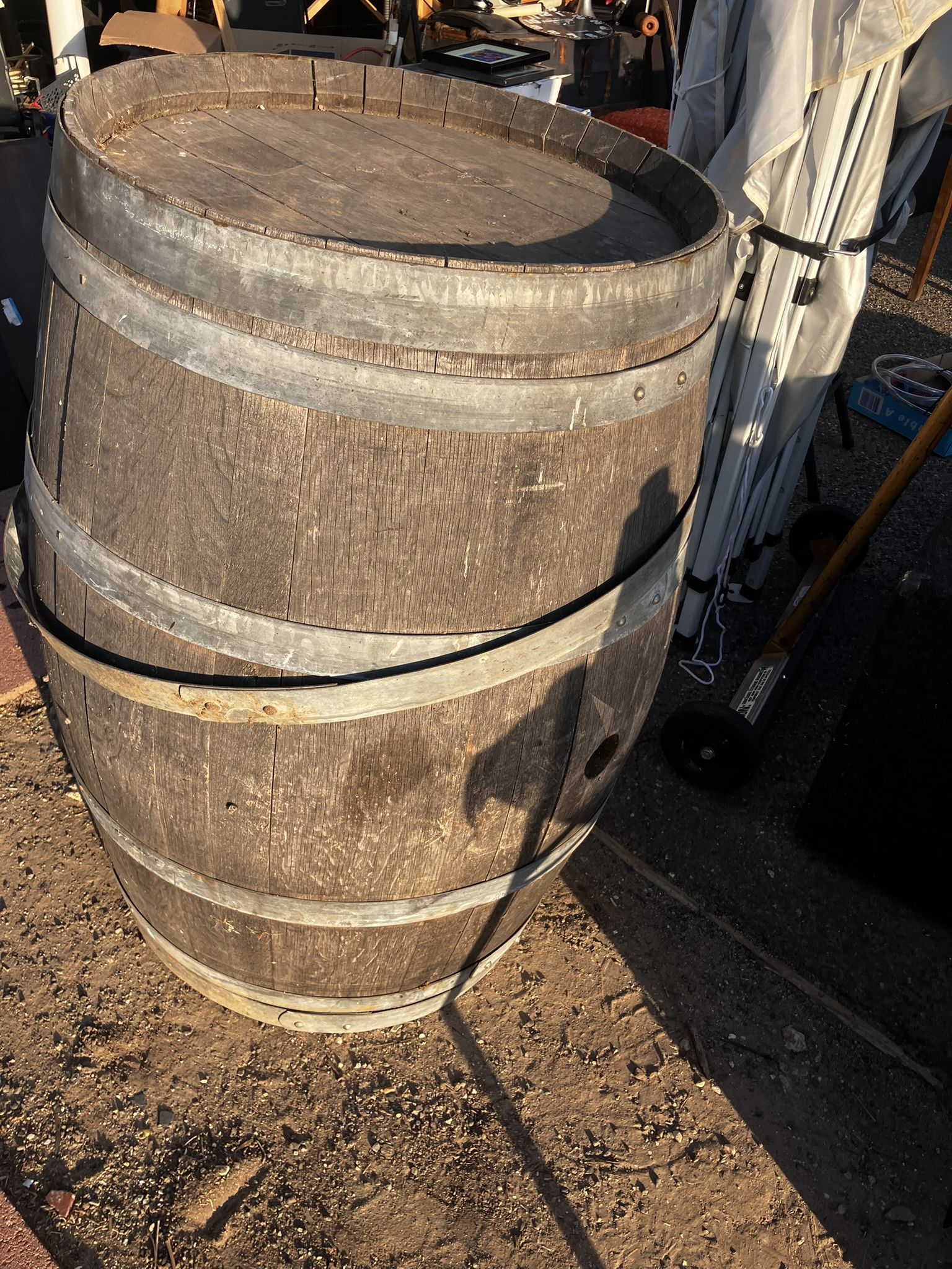 Solid Oak Shipping Barrel 55 Gal.