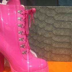 Pink Patent Leather Boots