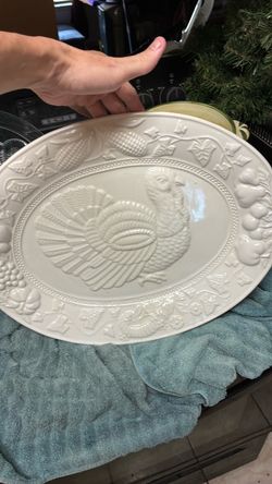 White Ceramic Turkey Serving Platter