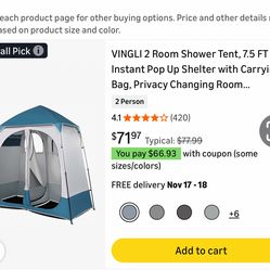 2 room Changing Shower/Bathroom Tent