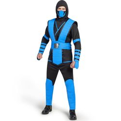 Spooktacular Creations Men Blue Ninja Costume Set For Adult Halloween Dress Up Party Cosplay-Large - 