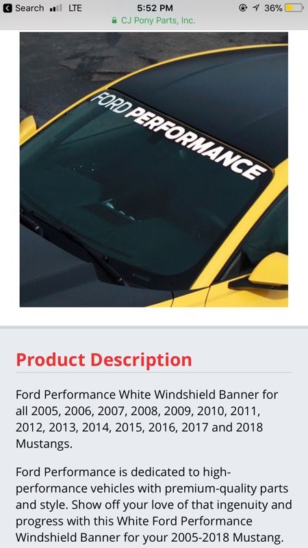 Ford Performance Windshield Banner For Sale In Grand Prairie Tx