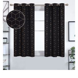 BRAND NEW - Blackout Curtains With Rod - 3 Panels 42x72 each