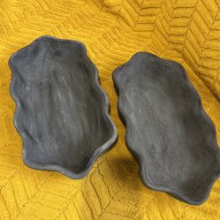 Grey Textured Trays / Trinket trays - $15 Both 