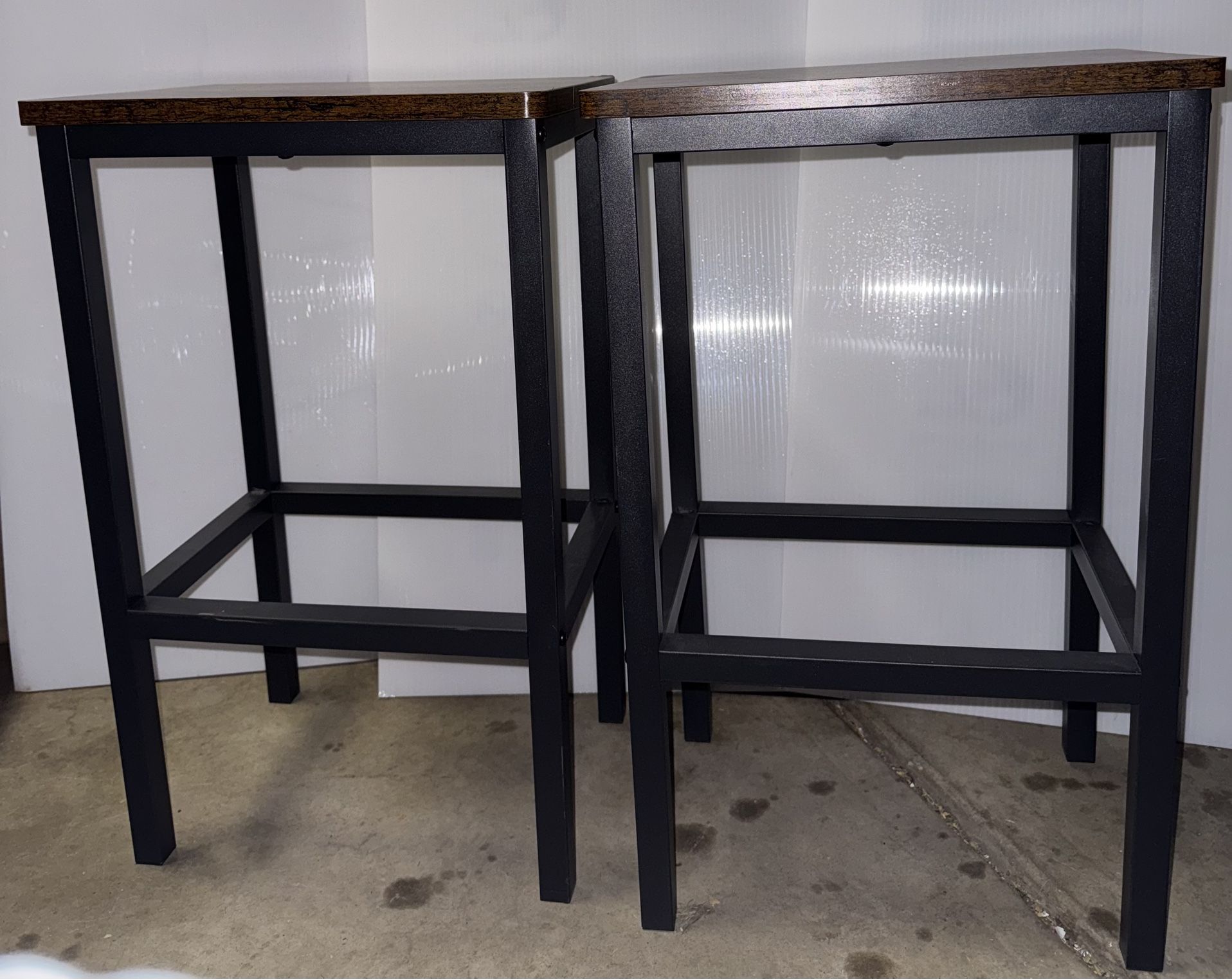Set of 2 Rustic Industrial Stools