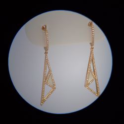 Rose Gold Diamond and Mother of Pearl dangling earrings