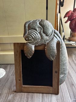 Metal Elephant Chalkboard with Wood Frame