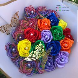 LGBTQ + Theme Bouquet 🏳️‍🌈🩵❤️🧡💛💚