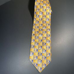 Kolite Mens Silk Necktie Gold Geometric Square