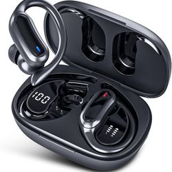 Wireless Earbuds Bluetooth Headphones, Bluetooth 5.3 Stereo Over Ear Buds,Noise Cancelling Mic, IP7 Waterproof Headset for Workout/Running