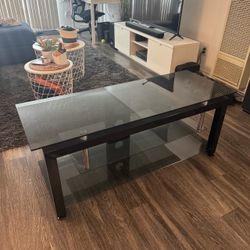 Black Steel and Glass TV Stand