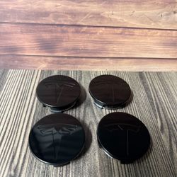 SET OF 4 TESLA Black 56 mm Wheel Rim Center Caps
