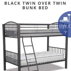 Black Over Twin Bunk Beds With Ladder 