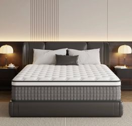 New in box. 12" King Size Hybrid Mattress with Gel Memory Foam and Individual Pocket Springs with Edge Support