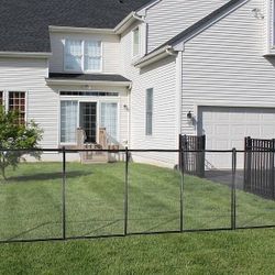 New 4 ft. x 12 ft. Outdoor Black In Ground Pool Fence With Section Kit, Removable Mesh Barrier