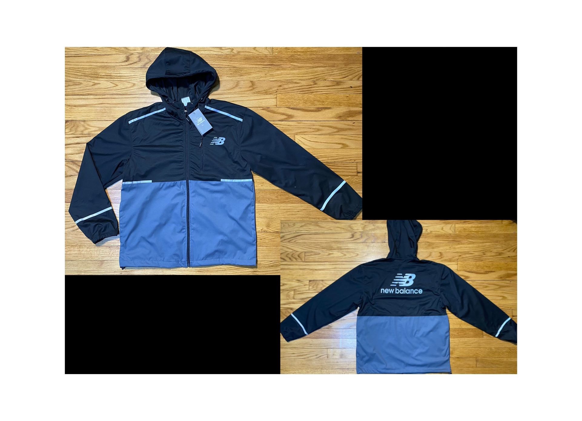 NEW BALANCE All Motion Full Zip Hoodie Jacket Men’s Sz small Black & gray New!