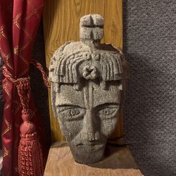 Aztec Warrior Volcanic Rock Bust
