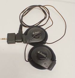 Vintage Delta Air Lines Inflight Headphones Dual Prong Airplane Audio Headset