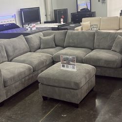 4 piece Sectional Corduroy with ottoman
