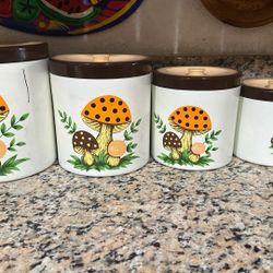 Vintage 1979 Sears Roebucks & Co Merry Mushroom Container Set