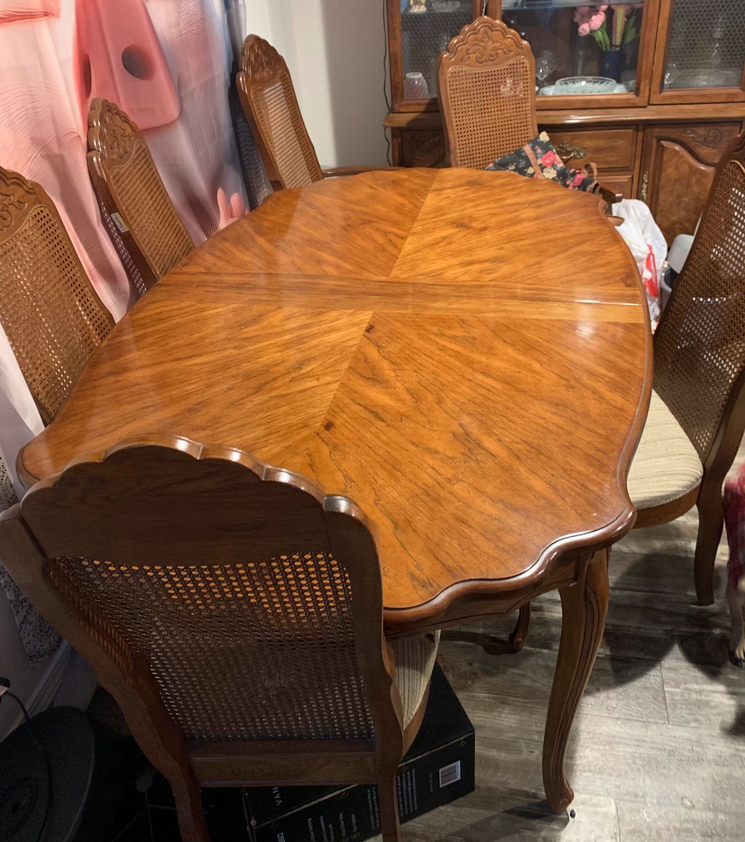 1970’s Solid Wood Dining Table And Chairs 