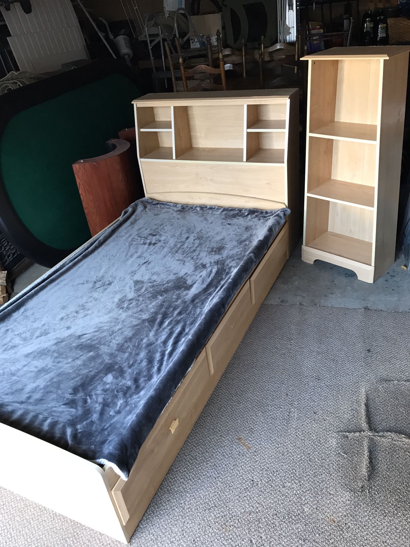 Twin Bed set with shelf.