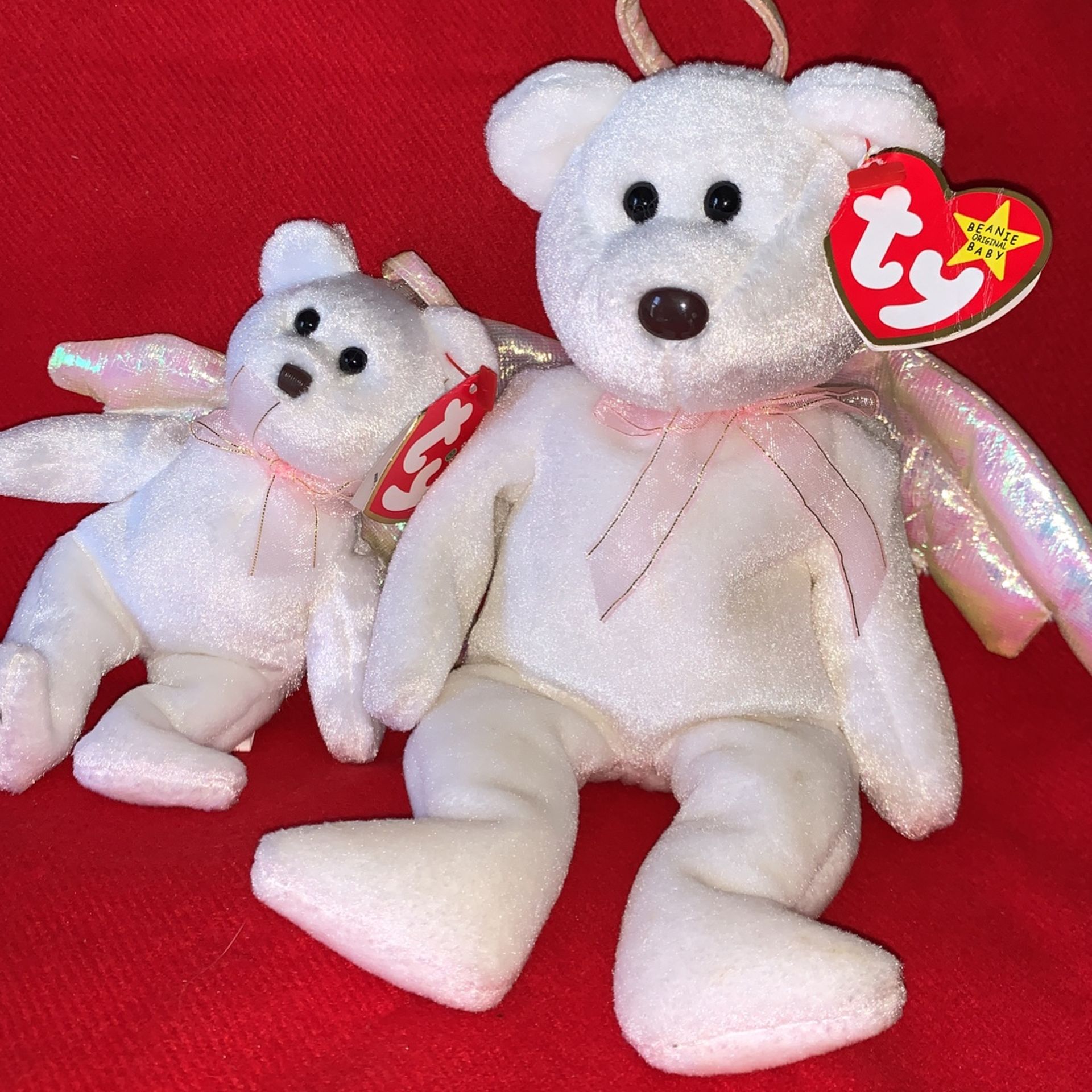 Ty HALO Angel  8” White Wings Beanie Babies and The Jingle Beanies Angel Halo  4” With Tag/tash collection 