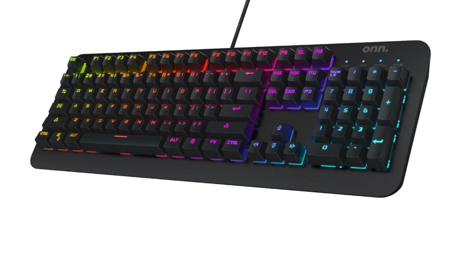 Light Up Typing Keyboard with LED Multicolor Keys & Switches, Onn Gaming Accessories Brand Adjustable