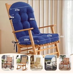 Indoor Adirondack Chair Cushion with Non-Slip Bottom Strap, Comfortable Seat Pad for Indoor Rocking Chairs and Adirondack Furniture (Blue)