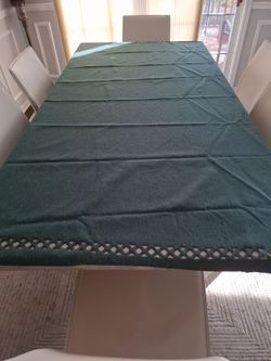 Green Fabric Tablecloth with Lattice Border