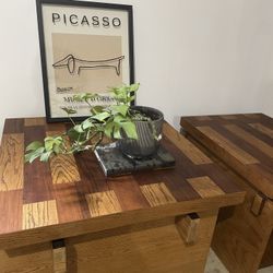 Vintage Lane Brutalist butcher block Table Set