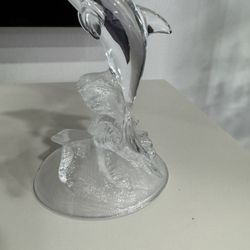 Crystal D' Arques Dolphin Figurine Glass Decorative Art Dolphin Statue - France