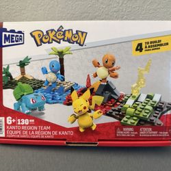 MEGA Pokémon Building Toys Set Kanto Region Team with 130 Pieces, 4 Poseable and Articulated Characters, 2 Inches Tall Legos Lego Type Bricks 
