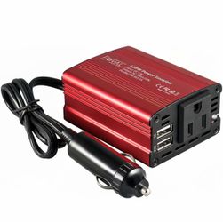 150W Car Power Inverter 12V DC to 110V AC Converter Vehicle Adapter Plug Outlet with 3.1A Dual USB Car Charger for Laptop Computer