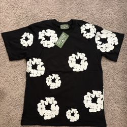 Denim Tears Black T-Shirt Cotton Wreath, Size M