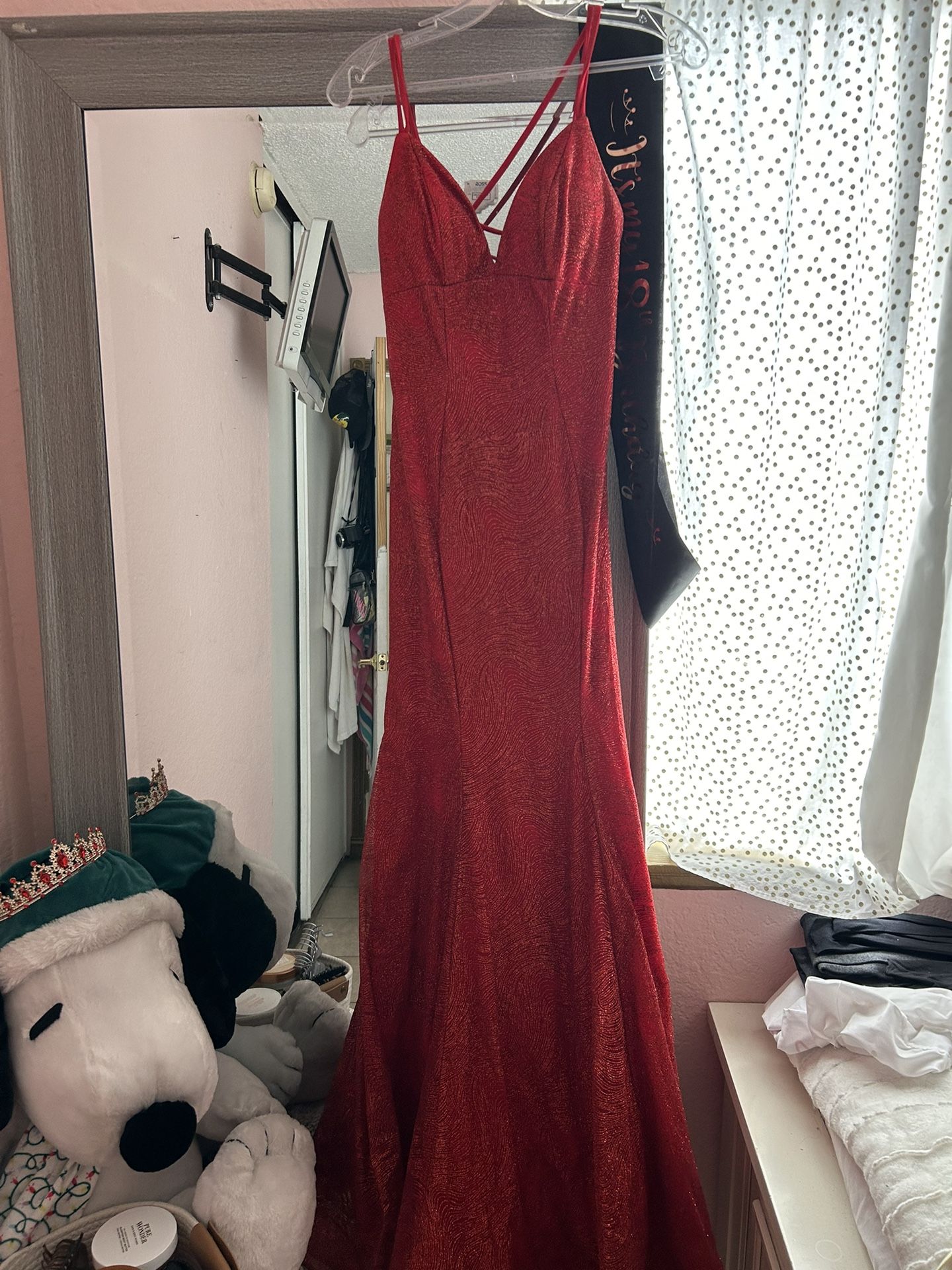 Red Glitter Prom Dress 