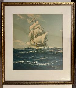 Beautiful Framed Picture of a Sailing Boat in Ocean